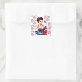 Cocktail Party Meisje Thunder_Cove Vierkante Sticker (Tas)