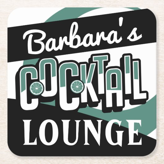 COCKTAIL PARTY Mid Century Moderne Bar Square Pape Kartonnen Onderzetters (Voorkant)