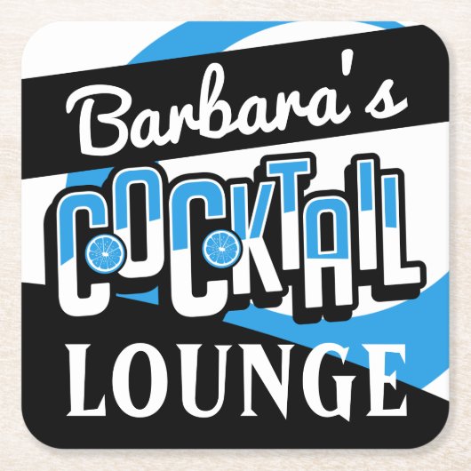 COCKTAIL PARTY Mid Century Moderne Bar Square Pape Kartonnen Onderzetters (Voorkant)