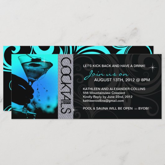 Cocktail Party nodigt uit Kaart (Voorkant / Achterkant)