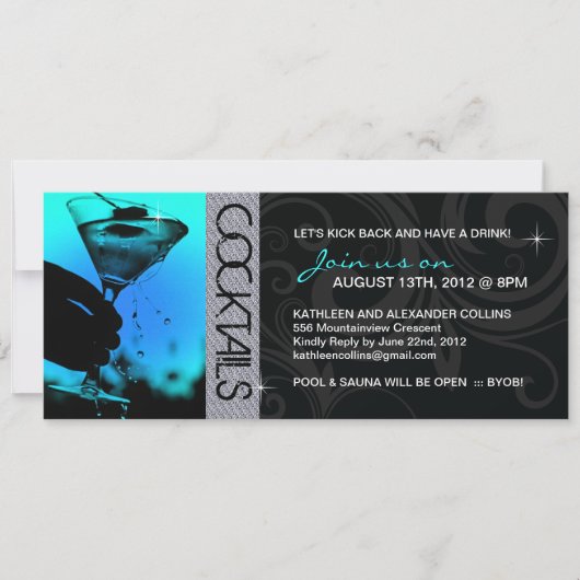 Cocktail Party nodigt uit Kaart (Voorkant)
