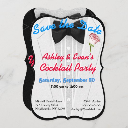 Cocktail Party (of andere gelegenheid) Uitnodiging (Voorkant / Achterkant)