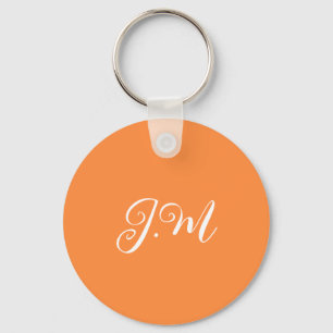 Cocktail Party Oranje effen kleur monogram initial Sleutelhanger