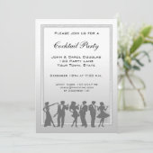 Cocktail Party, People Silhouette Invitation Kaart (Staand voorkant)