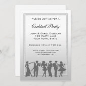 Cocktail Party, People Silhouette Invitation Kaart (Voorkant / Achterkant)
