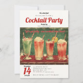 Cocktail Party  Red Retro Kerstfeest Kaart (Voorkant)