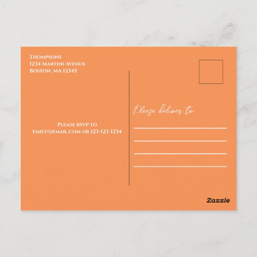 Cocktail Party Retro Typografie Martini Briefkaart (Achterkant)