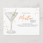 Cocktail Party Retro Typografie Martini Briefkaart (Voorkant)