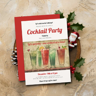 Cocktail Party  Rood Groen Kerstfeest Kaart