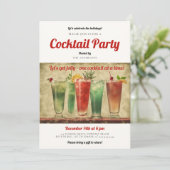 Cocktail Party  Rood Groen Kerstfeest Kaart (Staand voorkant)