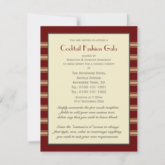 Cocktail Party Small Invitations Kaart (Achterkant)