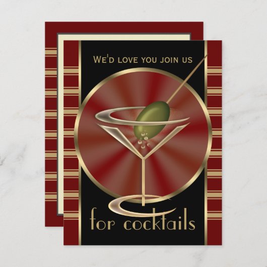 Cocktail Party Small Invitations Kaart (Voorkant / Achterkant)