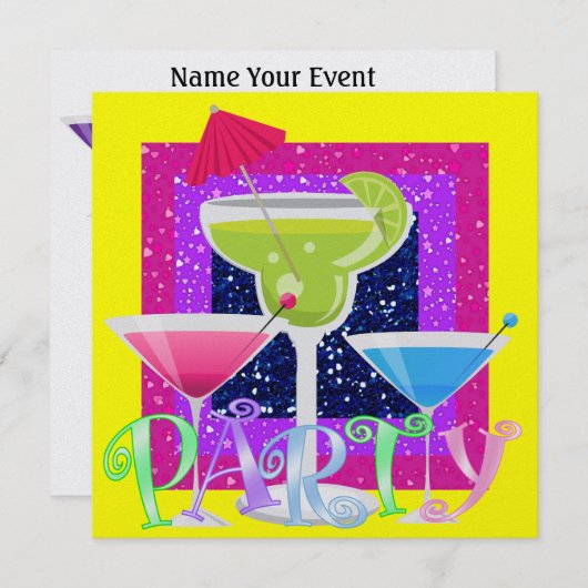 Cocktail PARTY - SRF Kaart (Voorkant / Achterkant)