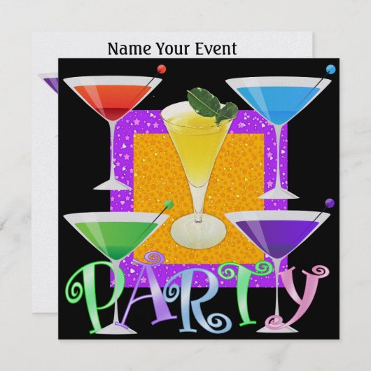 Cocktail PARTY - SRF Kaart (Voorkant / Achterkant)