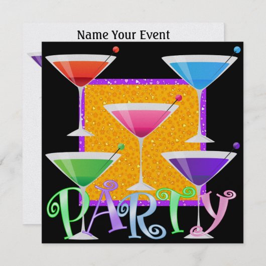 Cocktail PARTY - SRF Kaart (Voorkant / Achterkant)