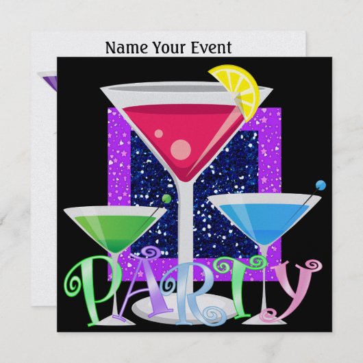 Cocktail PARTY - SRF Kaart (Voorkant / Achterkant)