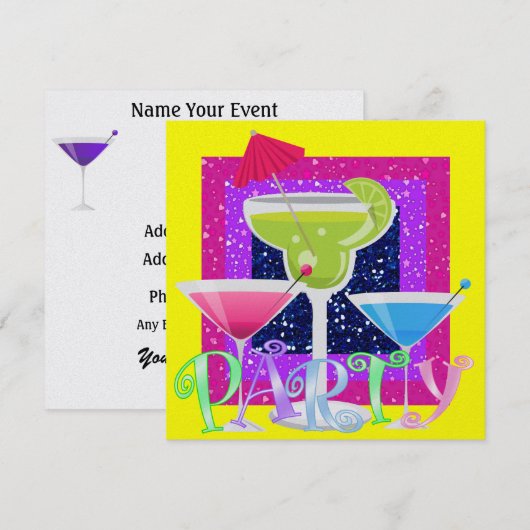 Cocktail PARTY - SRF Kaart (Voorkant / Achterkant)