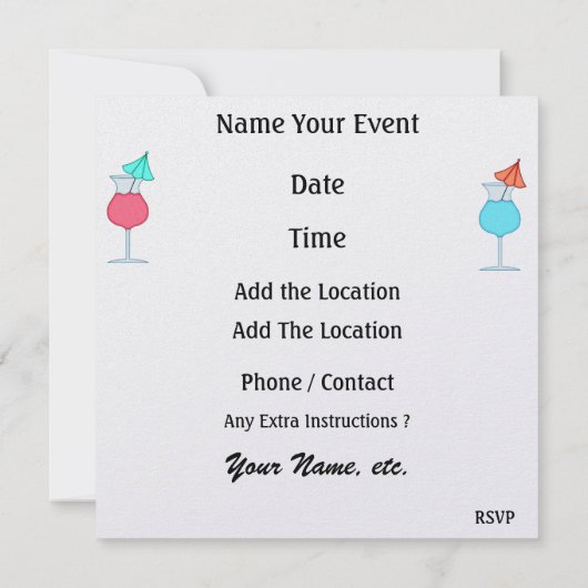 Cocktail PARTY - SRF Kaart (Achterkant)