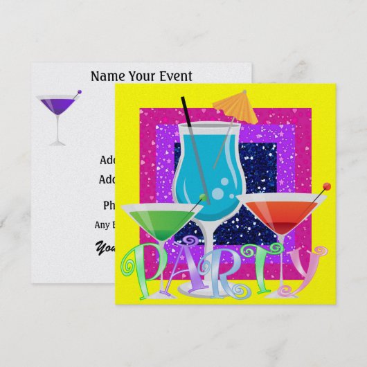 Cocktail PARTY - SRF Kaart (Voorkant / Achterkant)