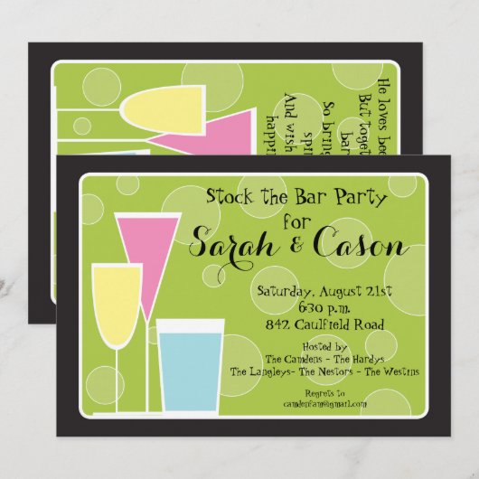 Cocktail Party Trio - Stock the Bar Invitation Kaart (Voorkant / Achterkant)