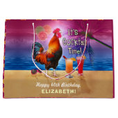 Cocktail Party Tropical Rooster Funny Birthday Groot Cadeauzakje (Voorkant)