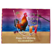 Cocktail Party Tropical Rooster Funny Birthday Groot Cadeauzakje (Achterkant)