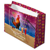 Cocktail Party Tropical Rooster Funny Birthday Groot Cadeauzakje (Voorkant Gekanteld)