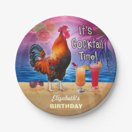 Cocktail Party Tropical Rooster Funny Birthday Papieren Bordje