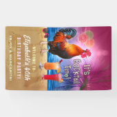 Cocktail Party Tropical Rooster Funny Birthday Spandoek (Horizontaal)