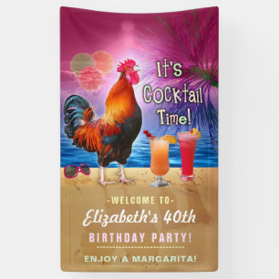 Cocktail Party Tropical Rooster Funny Birthday Spandoek