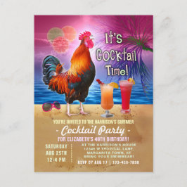 Cocktail Party Tropical Rooster Funny Birthday Uitnodiging Briefkaart