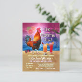 Cocktail Party Tropical Rooster Funny Birthday Uitnodiging Briefkaart (Staand voorkant)