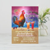 Cocktail Party Tropische Haan Grappige Verjaardag Kaart (Staand voorkant)