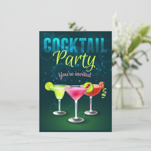 Cocktail Party Uitnodiging Kaarten (Staand voorkant)