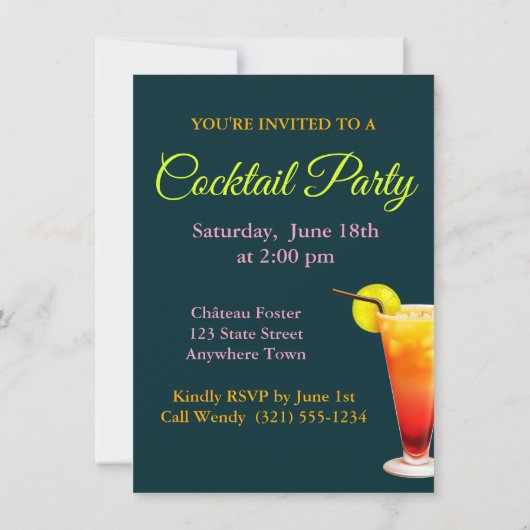Cocktail Party Uitnodiging Kaarten (Achterkant)