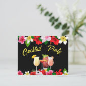 Cocktail Party uitnodiging Tropische bloemen uitno (Staand voorkant)