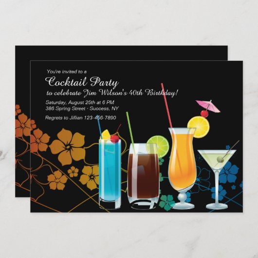 Cocktail Party uitnodigingen (Voorkant / Achterkant)