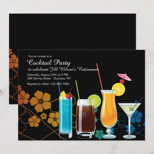 Cocktail Party uitnodigingen (Voorkant / Achterkant)