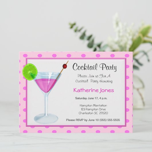 Cocktail Party uitnodigingen. Kaart (Staand voorkant)