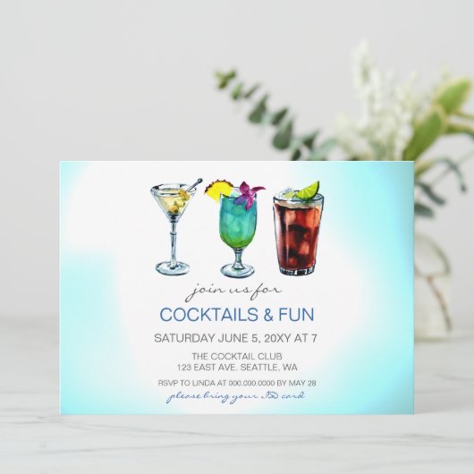 Cocktail party-uitnodigingen kaart (Staand voorkant)
