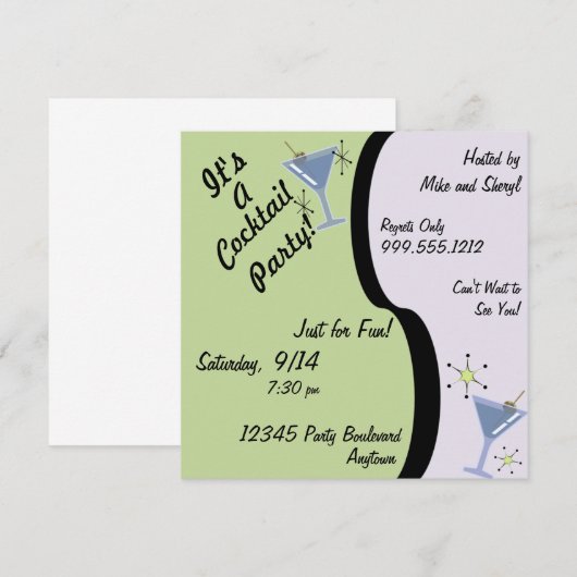 Cocktail Party-uitnodigingen Kaart (Voorkant / Achterkant)