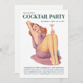 Cocktail Party-uitnodigingen |  pop-upmeisje Kaart (Voorkant / Achterkant)