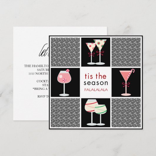 Cocktail Party-uitnodigingen voor de Feestdagen Kaart (Voorkant / Achterkant)