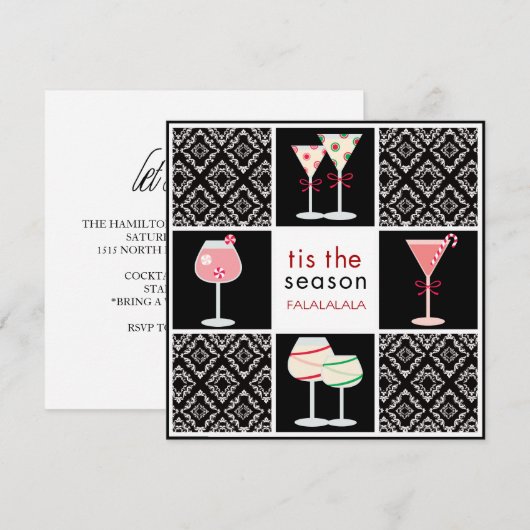 Cocktail Party-uitnodigingen voor de Feestdagen Kaart (Voorkant / Achterkant)