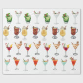 Cocktail Party Vakantie Kerstmis Waterverf Cadeaupapier (Vlak)