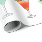 Cocktail Party Vakantie Kerstmis Waterverf Cadeaupapier (Rol Hoek)