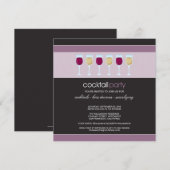 Cocktail Party Wine Glass Invitation (paars) Kaart (Voorkant / Achterkant)