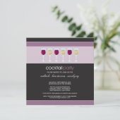 Cocktail Party Wine Glass Invitation (paars) Kaart (Staand voorkant)