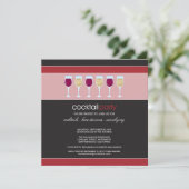 Cocktail Party Wine Glass Invitation (rood) Kaart (Staand voorkant)