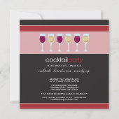 Cocktail Party Wine Glass Invitation (rood) Kaart (Voorkant)